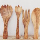 Olive Wood Cooking Serving Mixing Utensils / Set of 4 wooden Kitchen Spoons: 1 s