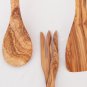 Olive Wood Medium Utensils 12 inches: 1 Spoon, 1 Spatula ,1 fork