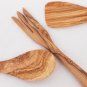 Olive Wood Medium Utensils 12 inches: 1 Spoon, 1 Spatula ,1 fork