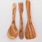 Olive Wood Medium Utensils 12 inches: 1 Spoon, 1 Spatula ,1 fork
