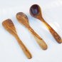 Set of 3 Olive Wood small Utensils : 1 Spatula, 1 Ladle, 1 Spoon