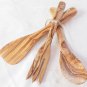 Engraved Wooden Kitchen Utensil set 12 Inch/  Olive Wood Spatula Spoon Fork / Co