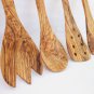 Olive Wood Medium Utensils: 1 Spatula, 1 pierced Spatula, 1 Spoon, 1 Spatula