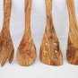 Olive Wood Medium Utensils: 1 Spatula, 1 pierced Spatula, 1 Spoon, 1 Spatula