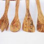 Olive Wood Medium Utensils: 1 Spatula, 1 pierced Spatula, 1 Spoon, 1 Spatula