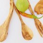 Olive Wood Utensil set Medium 12 Inch Length: 1 Round Spoon, 1 Long Fork, 1 , 2