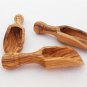 Olive Wood Small Salt Scoop Set of 3, Wooden Measuring Coffee Scoop Set