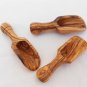 Olive Wood Small Salt Scoop Set of 3, Wooden Measuring Coffee Scoop Set