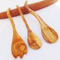 Olive Wood Utensil set Medium 12 Inch Length: 1 Round Spoon,  2 Salad Mixing Cur