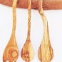 Olive Wood Utensil set Medium 12 Inch Length: 1 Round Spoon,  2 Salad Mixing Cur