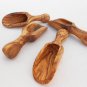Olive Wood Small Salt Scoop Set of 4, Wooden Measuring Coffee Scoop Set