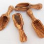 Olive Wood Small Salt Scoop Set of 4, Wooden Measuring Coffee Scoop Set