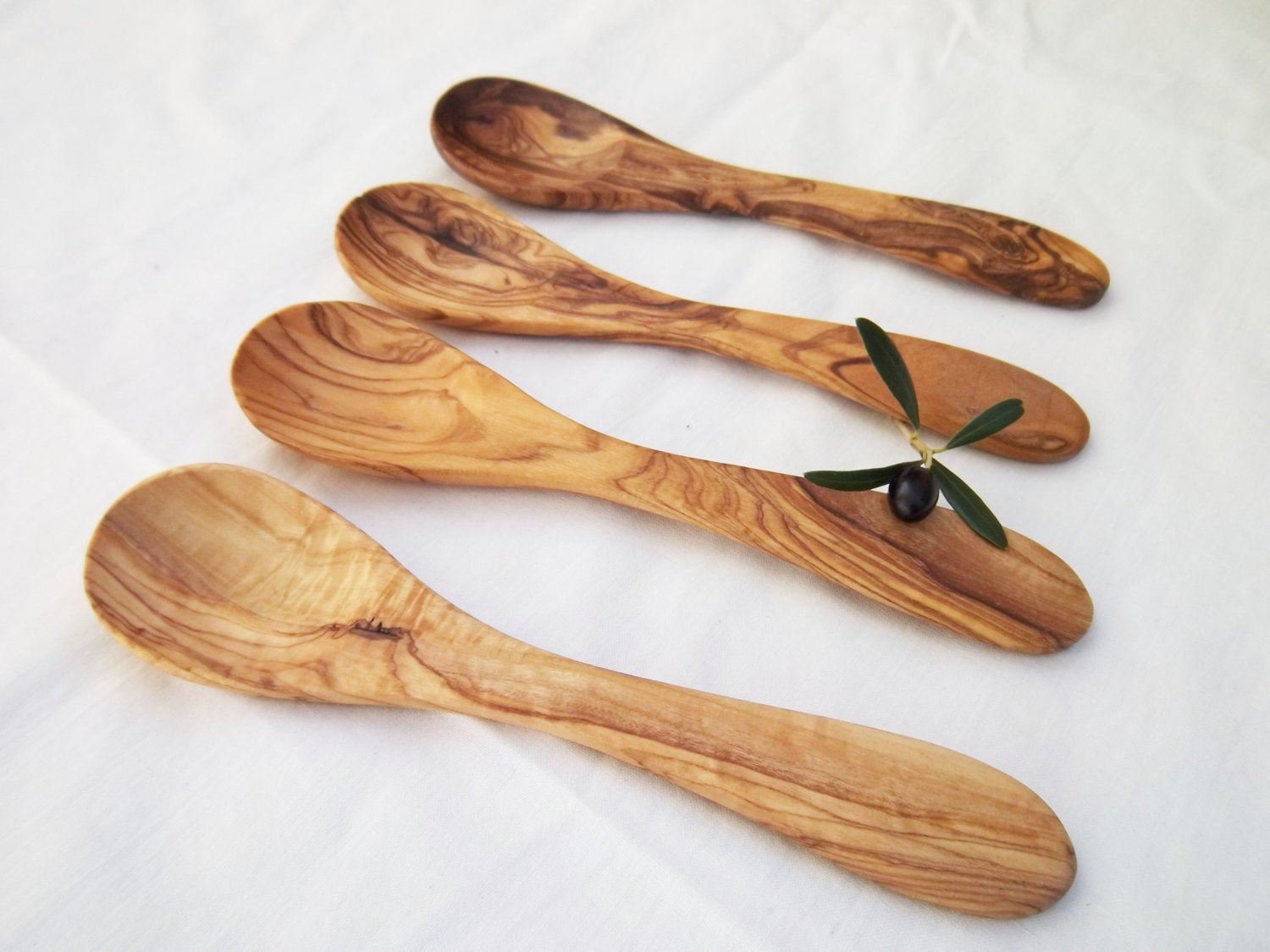 Olive Wood Spoon Set / Wooden Cooking Eating Kitchen Utensil Set