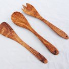 Engraved Olive Wood Kitchen Cooking Utensils, 1 Spatula, 1 Spoon, 1 Spork, Woode Engraved Olive Wood Kitchen Cooking Utensils, 1 Spatula, 1 Spoon, 1 Spork, Woode