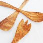 Engraved Olive Wood Kitchen Cooking Utensils, 1 Spatula, 1 Spoon, 1 Spork, Woode