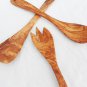 Engraved Olive Wood Kitchen Cooking Utensils, 1 Spatula, 1 Spoon, 1 Spork, Woode