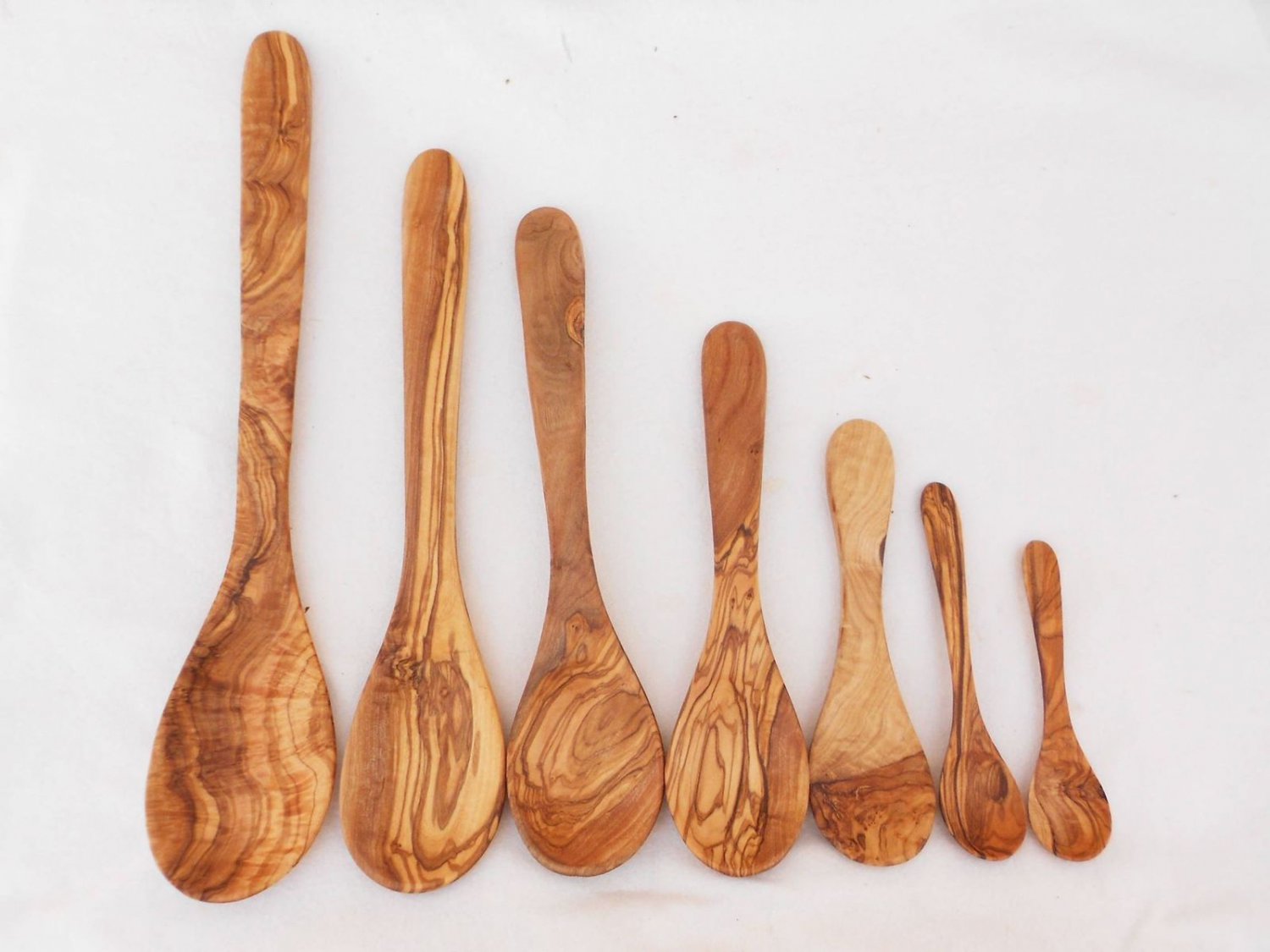 Engraved Wooden Spoon Set / Set of 7 Olive Wood Spoons / Kitchen Cooking Serving