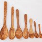 Engraved Wooden Spoon Set / Set of 7 Olive Wood Spoons / Kitchen Cooking Serving