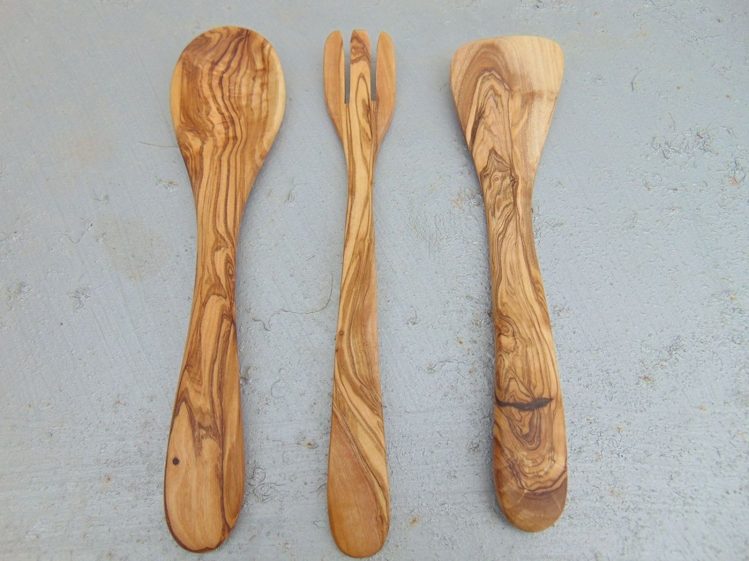 Olive Wood Utensils Set 10.2 inch Consists of 1 Spatula, 1 Spoon, 1 Fork