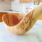 Special Curved Olive Wood Ladle, 10.5-Inch Hand-carved Wooden Soup Serving Ladle