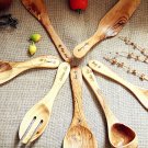 Olive Wood Kitchen Utensils Set : Ladle, Spatula, Tart Spatula, Salad Mixing Set