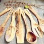Olive Wood Kitchen Utensils Set : Ladle, Spatula, Tart Spatula, Salad Mixing Set