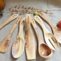Olive Wood Kitchen Utensils Set : Ladle, Spatula, Tart Spatula, Salad Mixing Set