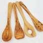 Olive Wood Utensil set medium : 1 Spoon, 1 Spatula, 1 pierced spatula, 1 sauce s