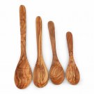 Olive Wood spoon set / 4 Wooden Kitchen Cooking Salad Spoons Utensils / Wedding