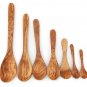 Wooden Spoon Set / Set of 7 Olive Wood Spoons / Kitchen Cooking Serving Utensils