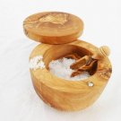 Olive Wood Salt Keeper With Small Scoop, Wooden Spice Keeper Box, Sugar Pot , Sa