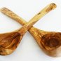 Set of 2 Olive Wood Soup Ladle Set, Wooden Soup Spoon Ladle Set , 1 Large and 1