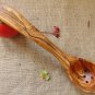 Special Pierced Olive Wood Ladle, 10.5-Inch Hand-carved Wooden Soup Serving Cook