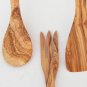 Olive Wood Medium Utensils 12 inches: 1 Spoon, 1 Spatula , 1 fork
