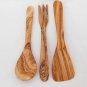 Olive Wood Medium Utensils 12 inches: 1 Spoon, 1 Spatula , 1 fork