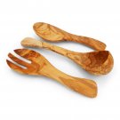 Set of Salad Servers and Ladle from Olive Wood, Wooden Kitchen Cooking