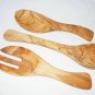 Set of Salad Servers and Ladle from Olive Wood, Wooden Kitchen Cooking