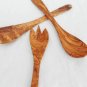 Olive Wood Kitchen Cooking Utensils, 1 Spatula, 1 Spoon, 1 Spork, Wooden Utensil