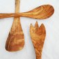 Olive Wood Kitchen Cooking Utensils, 1 Spatula, 1 Spoon, 1 Spork, Wooden Utensil