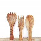 Olive Wood Utensils 10 inches:  1 Big Spoon, 1 Big Spork, 1 Fork / Wooden Cookin