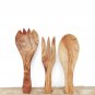 Olive Wood Utensils 10 inches: 1 Big Spoon, 1 Big Spork, 1 Fork / Wooden Cookin