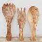 Olive Wood Utensils 10 inches: 1 Big Spoon, 1 Big Spork, 1 Fork / Wooden Cookin