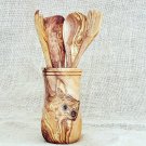 Hand-carved Olive Wood Utensil Holder Pot with Wooden Utensil Kitchen Set Hand-carved Olive Wood Utensil Holder Pot with Wooden Utensil Kitchen Set