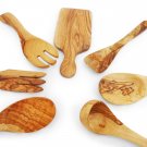 Olive Wood Utensil Set, Kitchen Tools : 1 Ladle, 1 Spatula, 2 salad servers, 1 b Olive Wood Utensil Set, Kitchen Tools : 1 Ladle, 1 Spatula, 2 salad servers, 1 b