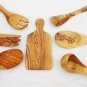 Olive Wood Utensil Set, Kitchen Tools : 1 Ladle, 1 Spatula, 2 salad servers, 1 b