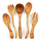 Olive Wood Kitchen Utensil Set : 1 Ladle, 2 Salad Servers, 2 Mixing Cooking Spoo Olive Wood Kitchen Utensil Set : 1 Ladle, 2 Salad Servers, 2 Mixing Cooking Spoo