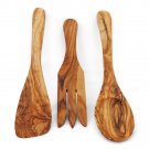 Olive Wood Medium Utensils 9.8 inches:  1 Spoon, 1 Fork, 1 Spatula, Wedding gift