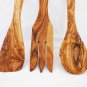 Olive Wood Medium Utensils 9.8 inches:  1 Spoon, 1 Fork, 1 Spatula, Wedding gift