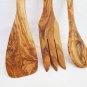 Olive Wood Medium Utensils 9.8 inches:  1 Spoon, 1 Fork, 1 Spatula, Wedding gift
