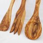 Olive Wood Medium Utensils 9.8 inches:  1 Spoon, 1 Fork, 1 Spatula, Wedding gift